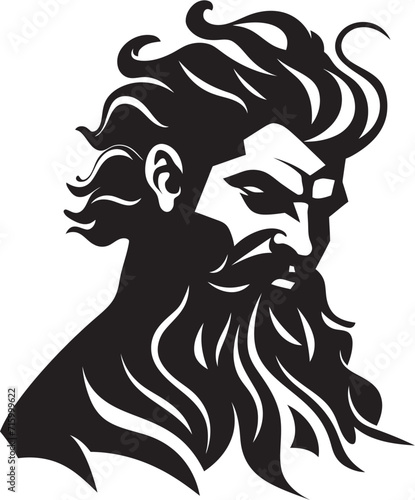 Godly Waves Poseidons Logo Takes Form in Elegant Black Poseidons Legacy Black Vector Icon Design Unveiled in 80 Words