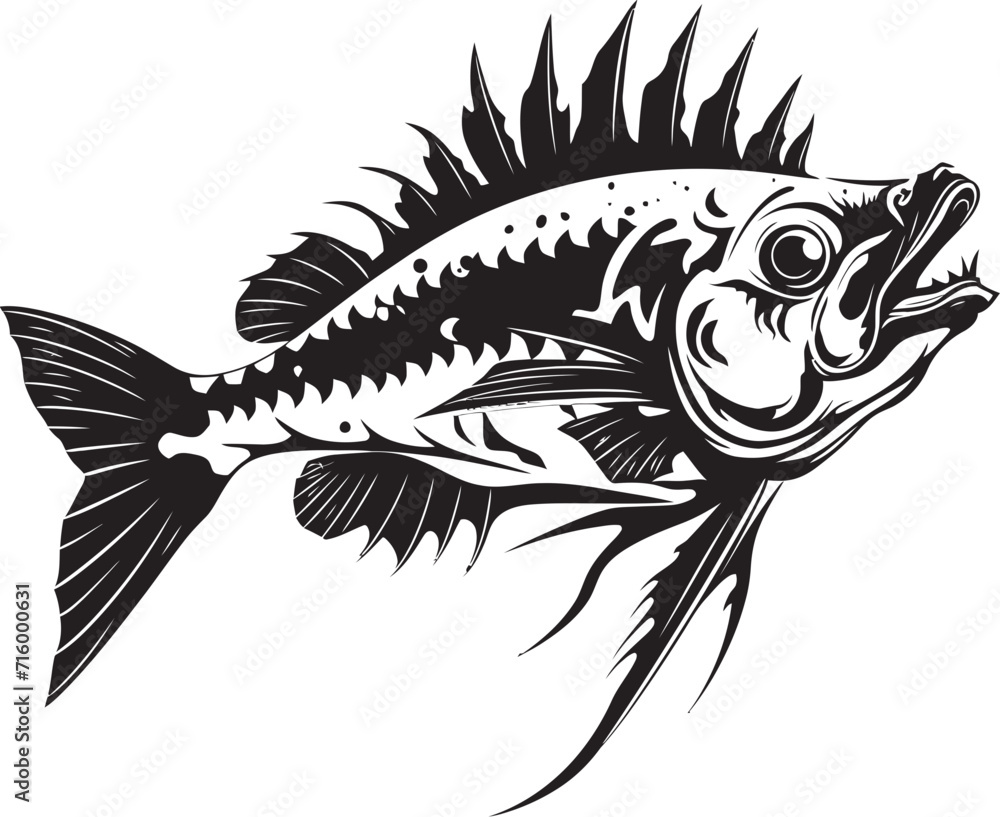 Bone Chilling Presence Minimalistic Black Icon Design for Predator Fish Skeleton Macabre Morphology Vector Black Logo for Predator Fish Skeleton Emblem Bone Chilling Presence Minimalistic Black Icon Design for Predator Fish Skeleton Macabre Morphology Vector Black Logo for Predator Fish Skeleton Emblem