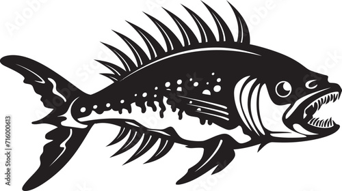 Bonefish Behemoth Black Icon for Predator Fish Skeleton Logo Design Phantom Physiology Emblem Vector Black Logo for Predator Fish Skeleton