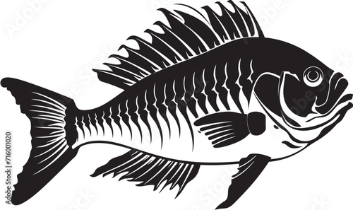 Haunting Harbinger Minimalistic Predator Fish Logo in Black Vector Grisly Glyphs Iconic Black Predator Fish Skeleton Vector Design