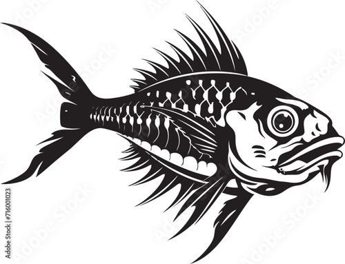 Wallpaper Mural Menacing Marrow Vector Logo of Predator Fish Skeleton in Black Vicious Vertebrate Black Iconic Predator Fish Skeleton Vector Design Torontodigital.ca