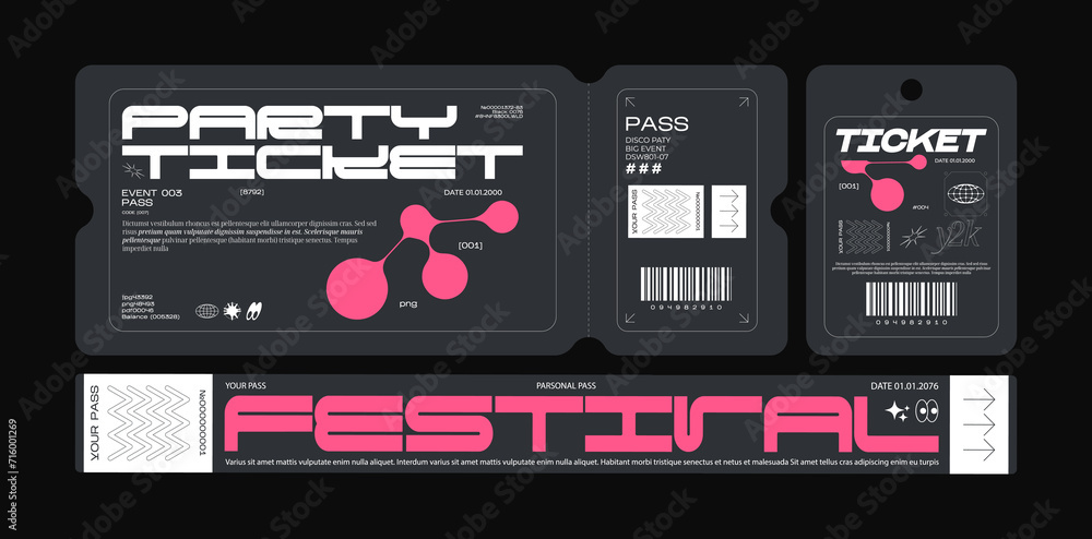 Control ticket bracelets for events, disco, festival, fan zone, party, staff. Vector mockup of a festival bracelet in a futuristic style Control ticket bracelets for events, disco, festival, fan zone, party, staff. Vector mockup of a festival bracelet in a futuristic style