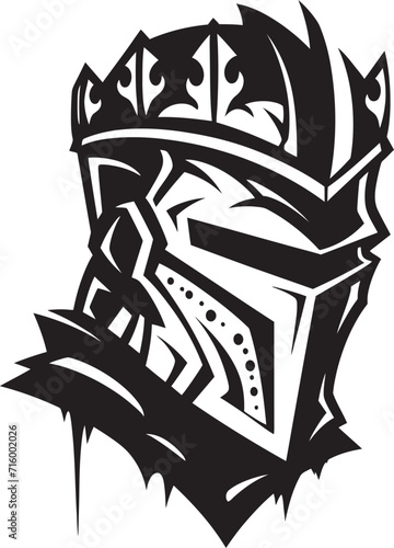 Despondent Defender Elegant Vector Sad Knight Soldier Logo in Black Noir Lament Black Vector Icon Design for Sad Knight Soldier
