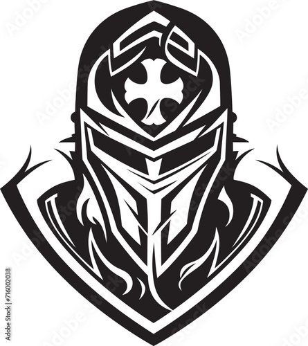 Sombre Sentinel Elegant Black Vector Sad Knight Soldier Emblem Weeping Warrior Vector Black Icon Design for Sad Knight Soldier Logo
