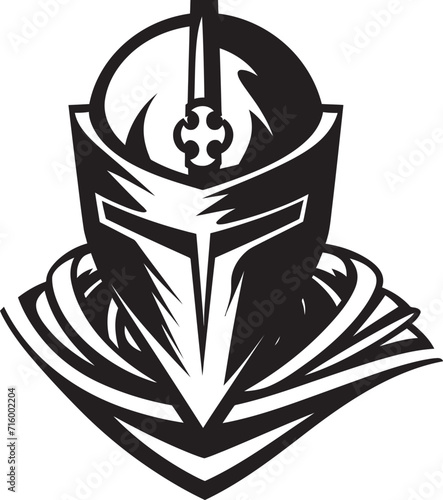 Lamenting Legionnaire Iconic Sad Knight Soldier Logo in Black Vector Brooding Guardian Black Vector Icon Design for Sad Knight Soldier