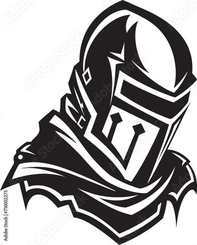 Lamenting Legionnaire Iconic Sad Knight Soldier Logo in Black Vector Brooding Guardian Vector Black Icon Design for Sad Knight Soldier