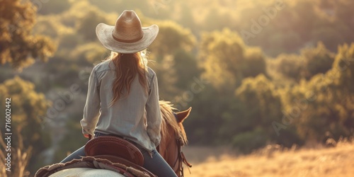  Cowgirl in a hat on a horse Generative AI