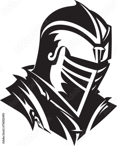 Noir Lament Elegant Black Vector Sad Knight Soldier Emblem Tearful Templar Vector Black Icon Design for Sad Knight Soldier Logo