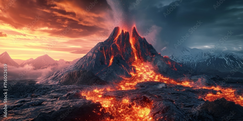 volcano eruption lava flows Generative AI