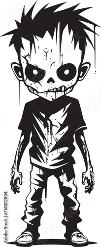 Unearthly Offspring Vector Black Icon Design for Scary Zombie Kid Logo Dreadful Little Ones Black Zombie Kid Logo in Elegant Vector