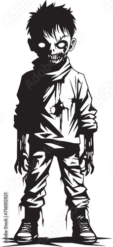 Undead Heirs Elegant Vector Design of Black Zombie Kid Logo Terrifying Tots Black Icon Design for Scary Zombie Kid Logo in Vector