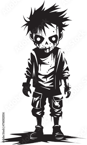 Spine Chilling Toddler of the Undead Elegant Black Zombie Kid Logo in Vector Frightening Infants Vector Black Icon Design for Scary Zombie Kid Emblem