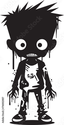 Undead Heirs Elegant Vector Design of Black Zombie Kid Logo Terrifying Tots Black Icon Design for Scary Zombie Kid Logo in Vector