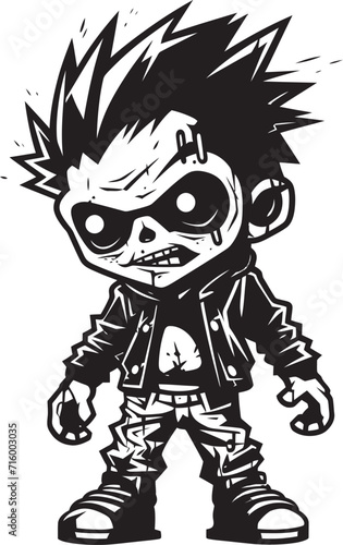 Undead Heirs Elegant Vector Design of Black Zombie Kid Logo Terrifying Tots Black Icon Design for Scary Zombie Kid Logo in Vector