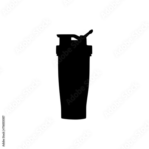 Classic Shaker Bottle in silhouette icon vector illustration. Commonly used for protein shakes and pre workout. Editable graphic element resources for many purposes.