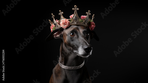 Regal Greyhound with Floral Crown