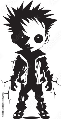 Terrifying Tots Black Icon Design for Scary Zombie Kid Logo in Vector Creepy Child of the Undead Vector Black Icon Design for Scary Zombie Kid