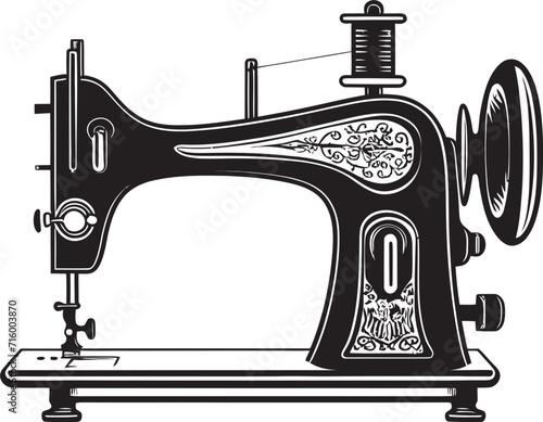 Tailored Threads Vector Black Icon Design for Crafty Sewing Machine Monochromatic Mastery Black Icon Design for Vector Sewing Machine