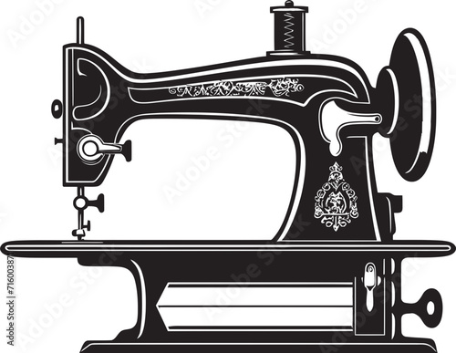 Monochrome Mastery Elegant Vector Design for Black Sewing Machine Needle Noir Vector Black Icon Design for Sleek Sewing Machine