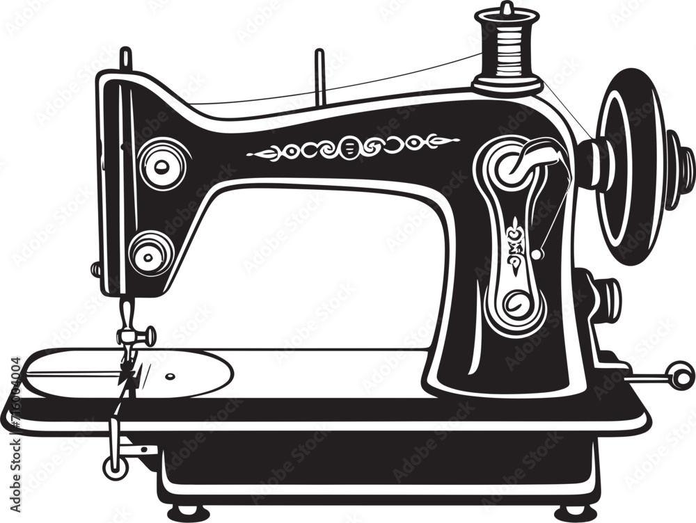 Couture Craftsmanship Elegant Black Sewing Machine Logo in Vector Tailored Threads Vector Black Icon Design for Precision Sewing Machine