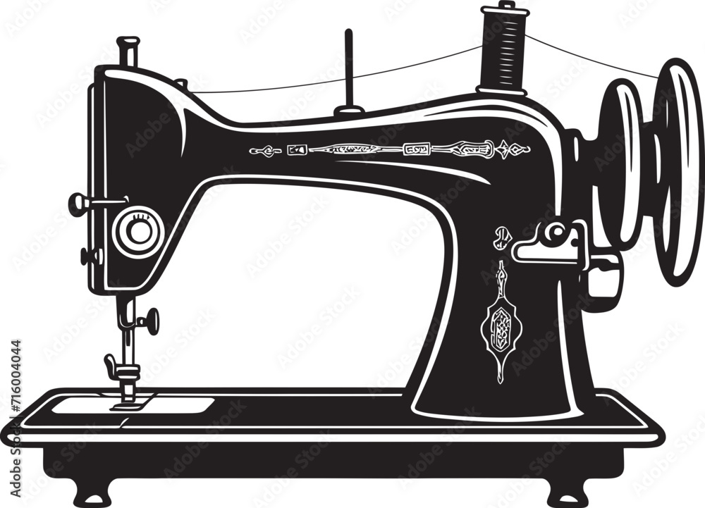 Noir Needlepoint Elegant Vector Design for Black Sewing Machine Sleek Sewing Vector Black Icon Design for Tailored Sewing Machine Logo