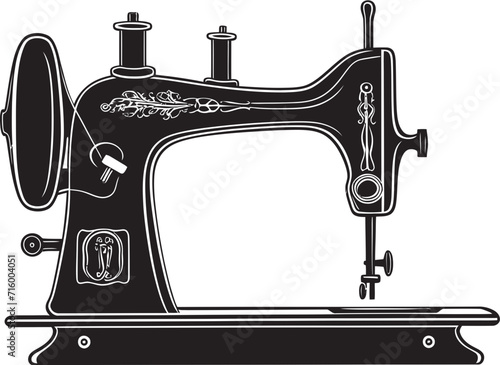 Threaded Elegance Vector Black Icon Design for Crafty Sewing Machine Logo Stitch Symphony Black Icon Design for Noir Sewing Machine in Vector