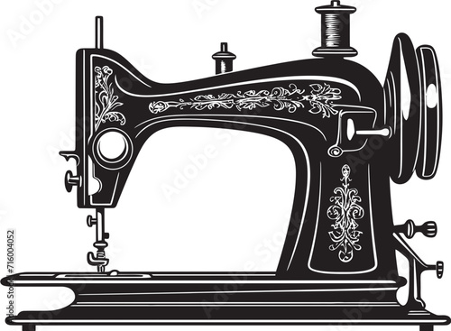 Precision Stitches Vector Black Icon Design for Sewing Machine Emblem Needlework Noir Black Iconic Sewing Machine Logo in Vector