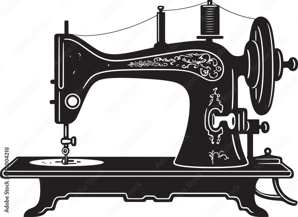 Monochrome Maker Elegant Vector Design for Black Sewing Machine ThreadCraft Essence Vector Black Icon Design for Sleek Sewing Machine Logo