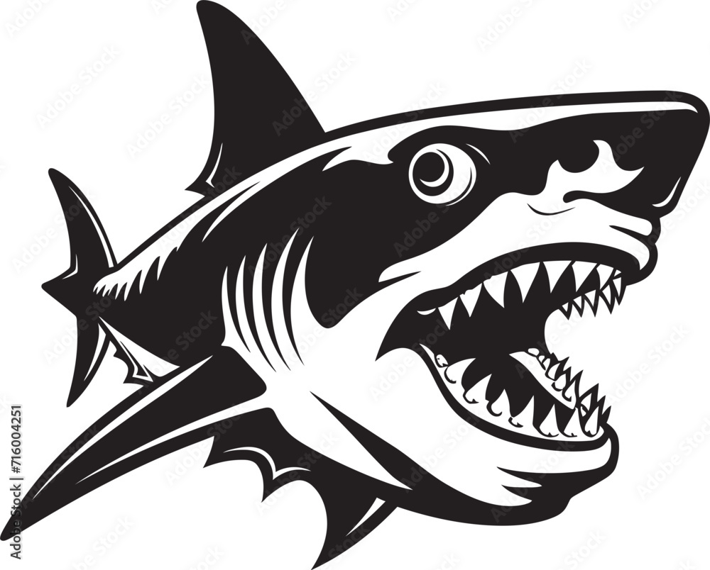 Ferocious Fins Vector Black Icon Design for Black Shark Underwater Dominance Elegant Black Shark Emblem Design Ferocious Fins Vector Black Icon Design for Black Shark Underwater Dominance Elegant Black Shark Emblem Design