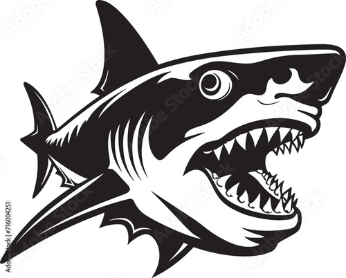 Ferocious Fins Vector Black Icon Design for Black Shark Underwater Dominance Elegant Black Shark Emblem Design