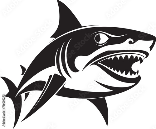 Oceanic Sovereignty Vector Black Icon Design for Sleek Shark Silent Sea Power Black Iconic Shark Logo in Elegant Vector