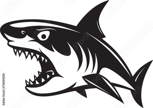 Sleek Predator Vector Black Icon Design for Dynamic Shark Oceanic Vigilance Black Iconic Shark Emblem Design