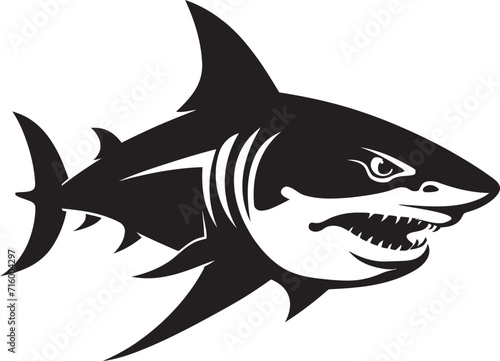 Majestic Predator Black Vector Icon Design for Shark Logo Fierce Fin Iconic Black Vector Shark Emblem