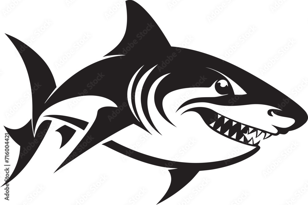 Naklejka premium Oceanic Vigilance Vector Black Icon Design for Shark Emblem Silent Hunter Elegant Black Shark Logo in Vector