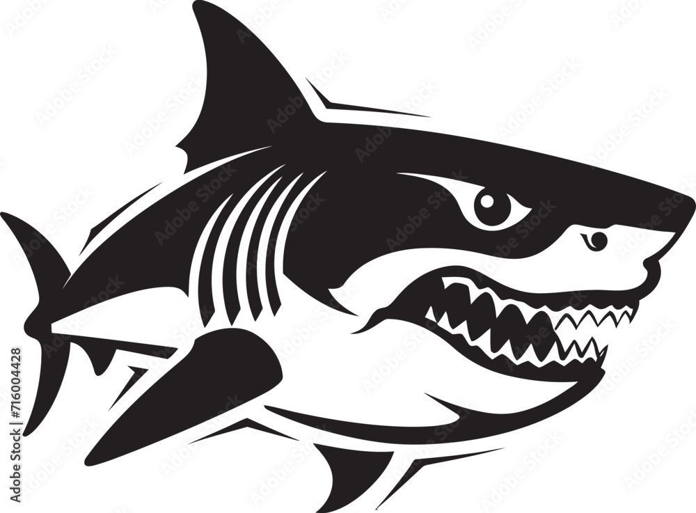 Fototapeta premium Swift Sea Sovereign Black Icon Design for Elegant Shark in Vector Dynamic Depths Vector Black Shark Logo