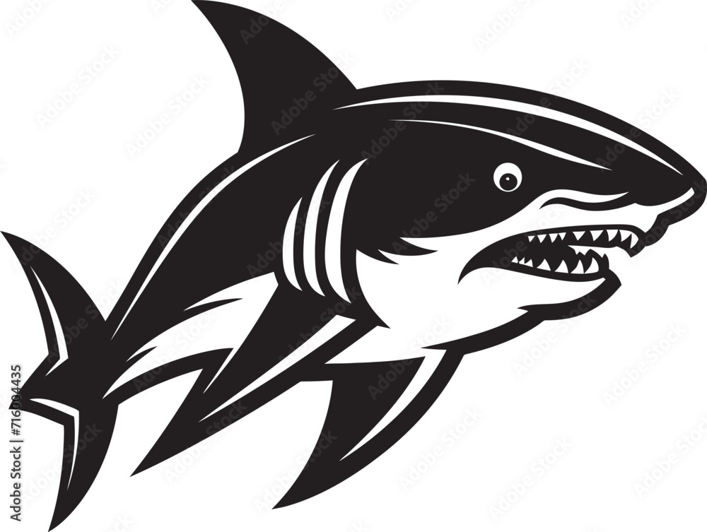 Fototapeta premium Sleek Swimmer Iconic Black Vector Shark Logo Elegant Aquatic Apex Vector Black Shark Icon Design