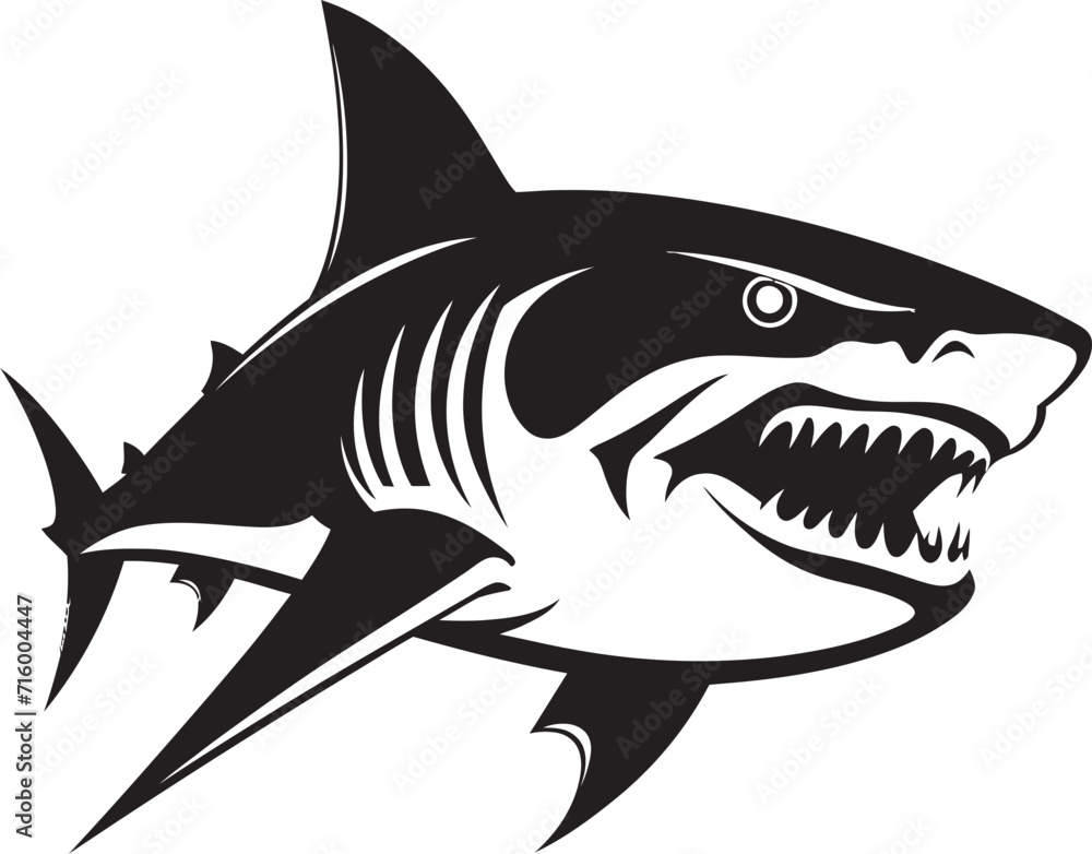 Obraz premium Underwater Dominance Vector Black Shark Logo Design Predators Presence Black Iconic Shark Logo in Vector