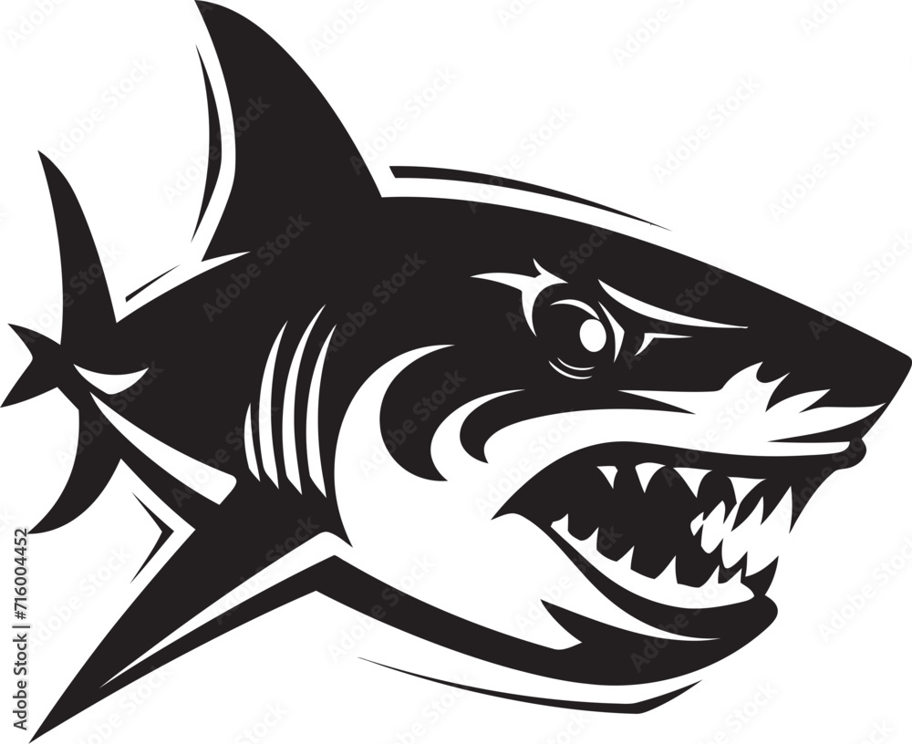 Fototapeta premium Dynamic Depths Elegant Vector Design for Black Shark Oceanic Sovereignty Vector Black Icon Design for Menacing Shark