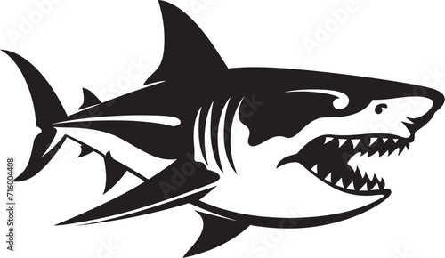 Fierce Fin Vector Black Icon Design for Iconic Shark Emblem Underwater Guardian Black Iconic Shark Logo in Vector
