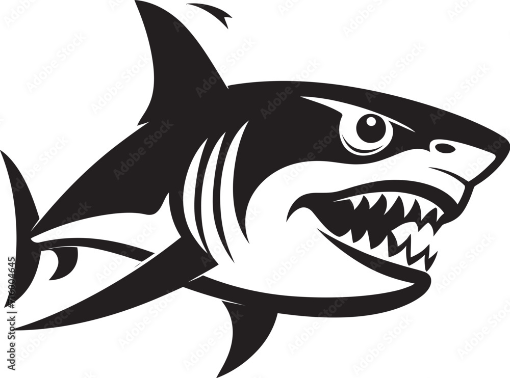 Naklejka premium Underwater Guardian Elegant Black Shark Logo in Vector Sleek Predator Vector Black Icon Design for Dynamic Shark