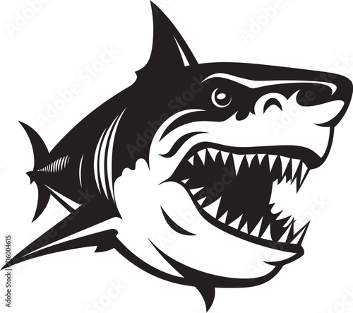 Sleek Swimmer Vector Black Icon Design for Majestic Shark Elegant Aquatic Apex Black Iconic Shark Logo in Vector