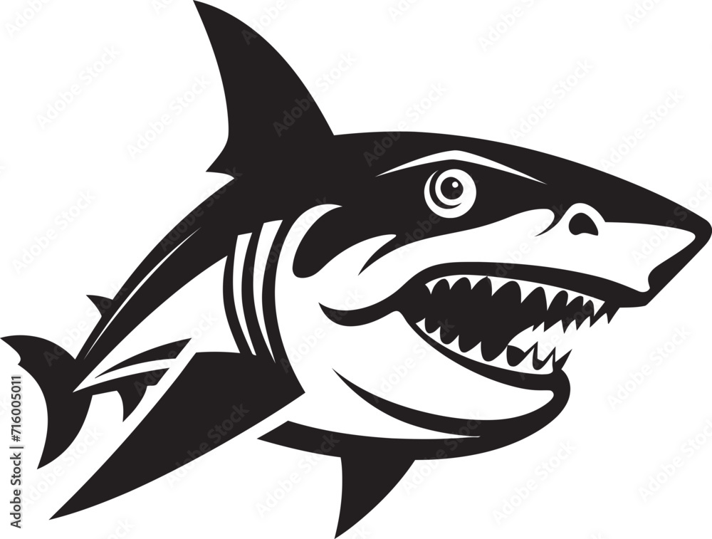Obraz premium Majestic Predator Elegant Vector Design for Shark Emblem Fierce Fin Vector Black Icon Design for Elegant Shark Logo