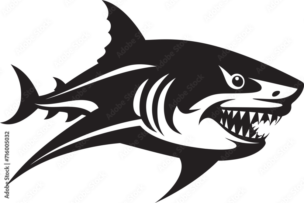 Fototapeta premium Underwater Guardian Elegant Black Shark Logo in Vector Sleek Predator Vector Black Icon Design for Dynamic Shark
