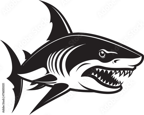 Fierce Fin Vector Black Icon Design for Elegant Shark Logo Underwater Guardian Elegant Black Shark Logo in Vector
