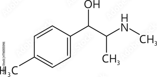 Mephedrone drug molecule formula and chemical structure, vector model. Synthetic drug of amphetamine and cathinone stimulants, Mephedrone 4-MMC narcotic substance molecular structure formula