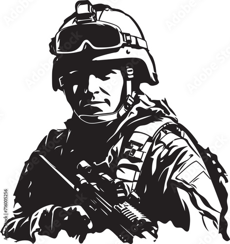 Wallpaper Mural Commando Guardian Elegant Vector Soldier Holding Gun Emblem Strategic Vigilance Black Iconic Soldier with Gun Logo in Vector Torontodigital.ca