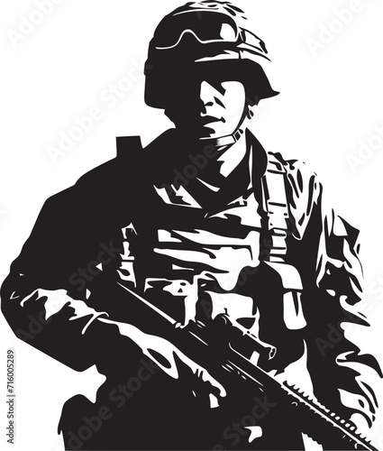 Wallpaper Mural Tactical Vigilance Elegant Soldier with Gun Emblem in Vector Black Warrior Defender Vector Black Icon Design for Soldier Holding Gun Torontodigital.ca