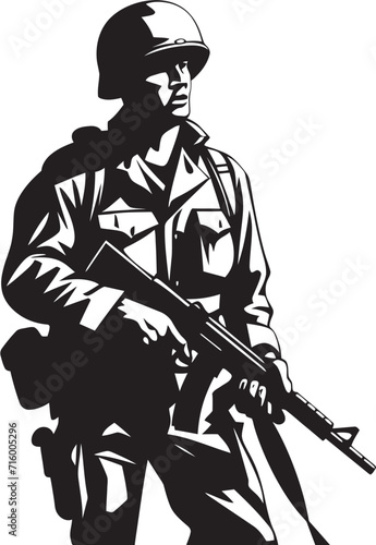 Wallpaper Mural Warrior Vigilance Elegant Black Iconic Soldier with Gun Emblem in Vector Armed Guardian Vector Soldier with Gun Black Icon Design Torontodigital.ca