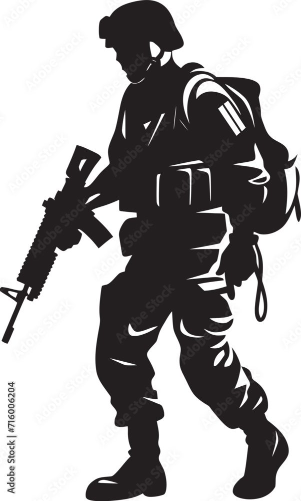Armed Vigilance Vector Soldier with Gun Black Icon in Elegant Style Battle Ready Guardian Elegant Vector Soldier Holding Gun Logo in Black Armed Vigilance Vector Soldier with Gun Black Icon in Elegant Style Battle Ready Guardian Elegant Vector Soldier Holding Gun Logo in Black