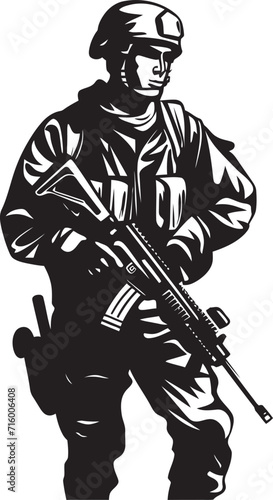 Wallpaper Mural Combat Precision Vector Black Icon Design for Soldier Emblem Tactical Sentinel Black Iconic Soldier with Gun Logo in Vector Torontodigital.ca